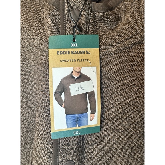 NWT Eddie Bauer Brown Men's Sweater Fleece Size 3XL - Picture 2 of 12